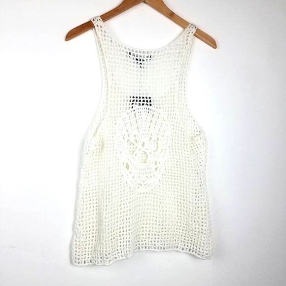 Skull Cashmere | Knit Tank Top Skull on Back White - Picture 1 of 6
